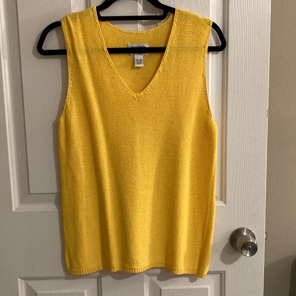 Chico’s Design bright yellow top 
size 2 = size large. Made in Thailand